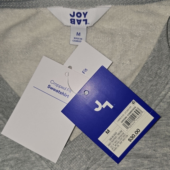 Womens JoyLab Gray Loose Fit Cropped V-Neck Sweatshirt, NWT!!! - Picture 4 of 4